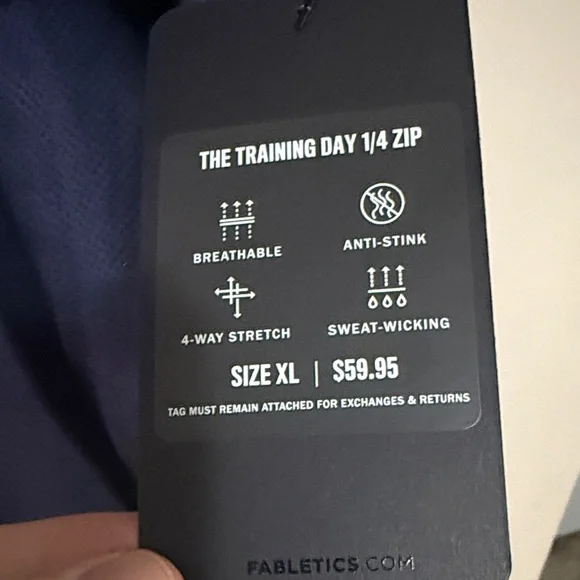 Fabletics Dark Blue Long Sleeve 1/4 Zip NWT Size XL - Picture 3 of 7